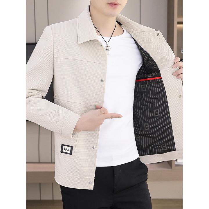 ICCLEK男士外套2025新款潮流休闲春秋季轻熟风翻领高端上衣夹克