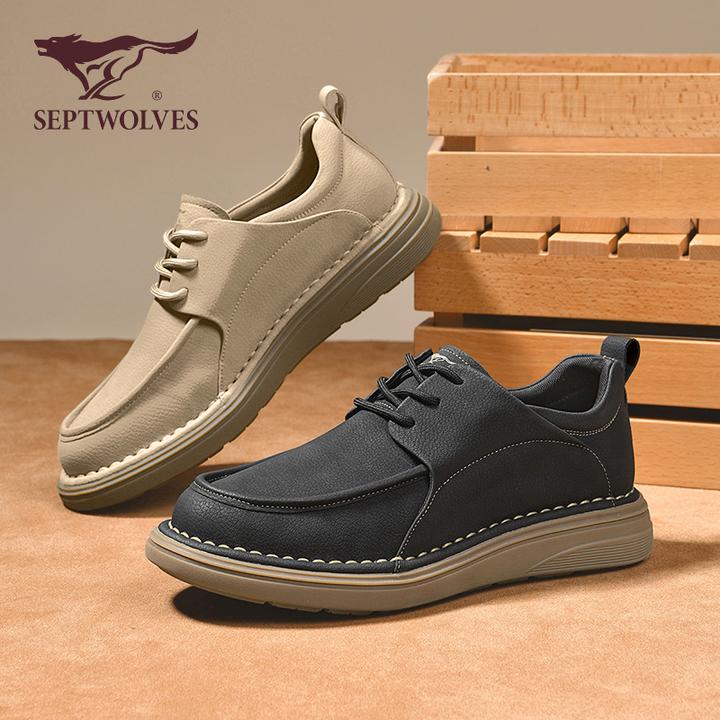 七匹狼男鞋2025秋季新品复古舒适男士软底上班通勤软底休闲皮鞋