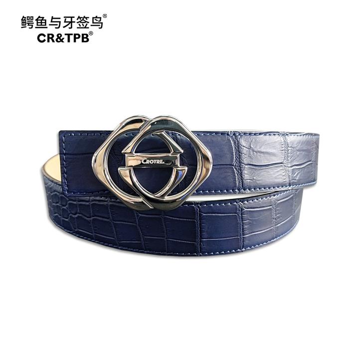 鳄鱼与牙签鸟尼罗鳄真皮肚皮板扣商务休闲无拼接腰带3.8 PDD-009