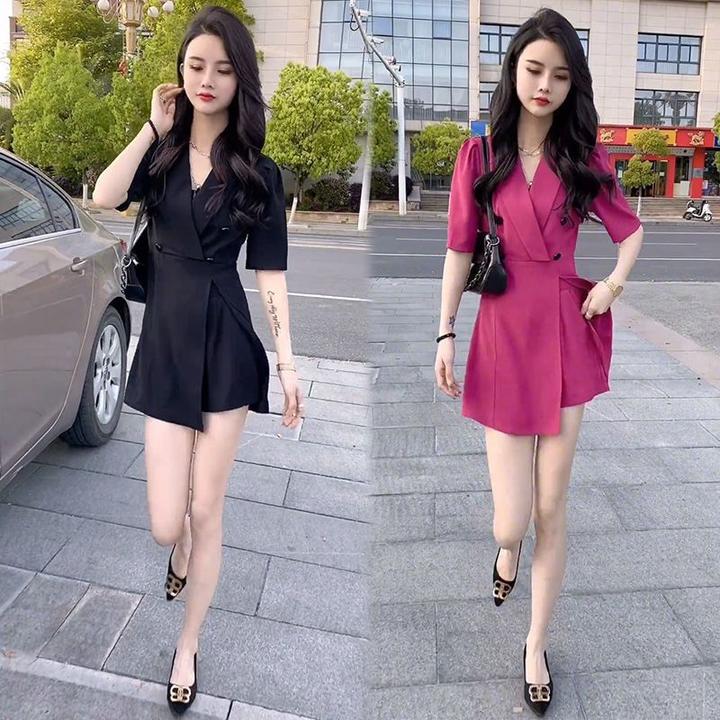 单/套装网红套装减龄2025新款气质女神范西装连衣裙配短裤两件套