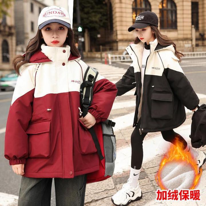 女童棉服冬季加厚新款儿童装棉衣女孩冬装加绒时尚洋气服