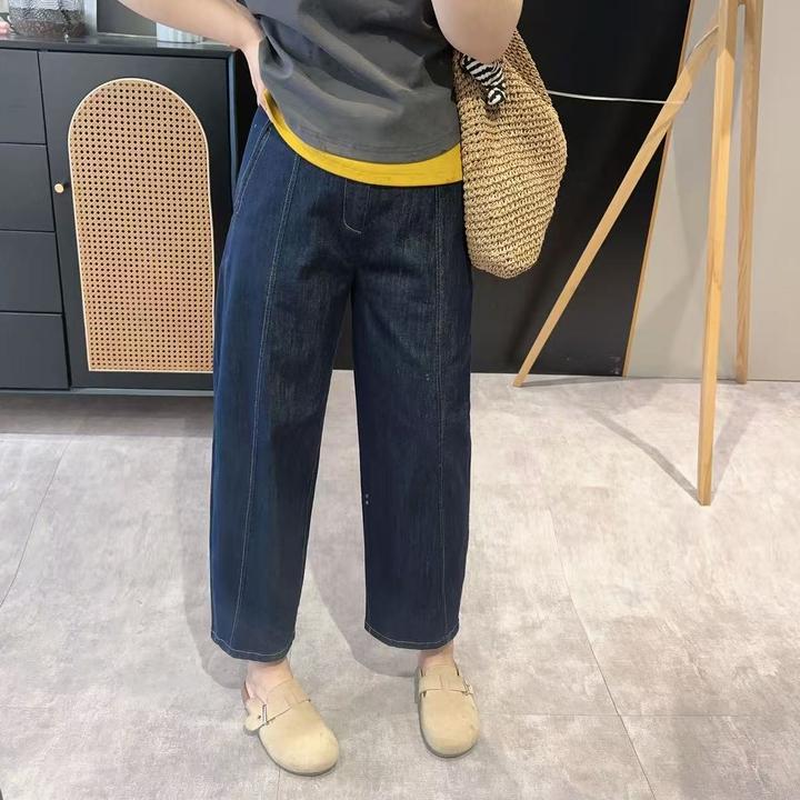 【欧加粒粒】夏季薄款宽松显瘦气球牛仔裤半松紧腰百搭2025新 N657