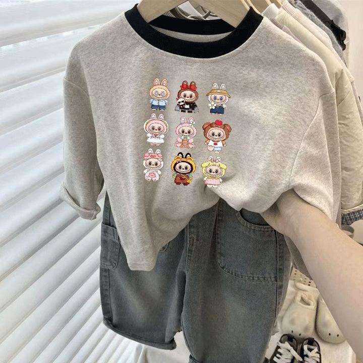 2025春秋季新款男童女童纯棉中大童卡通拉布长袖T恤儿童百搭上衣t