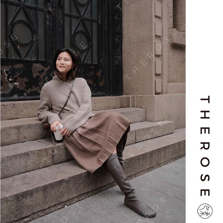 之柔【唐璜庄园】秋冬老钱静奢气质拼水貂毛领针织衫新中式暖上衣女