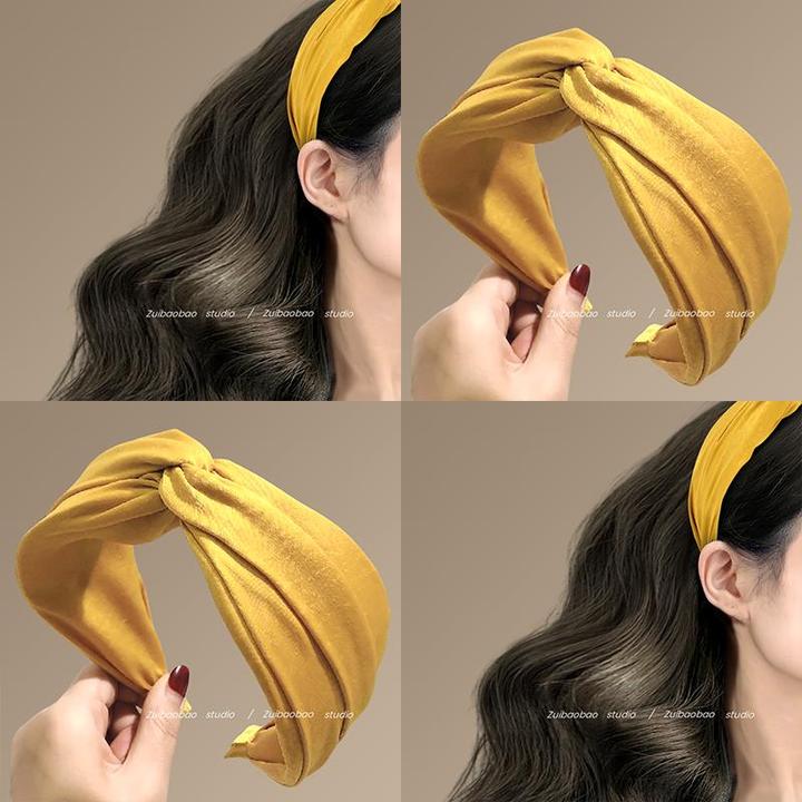 麦田金黄~黄色交叉打结布艺发箍！头箍韩版宽边发饰森女发箍夏天