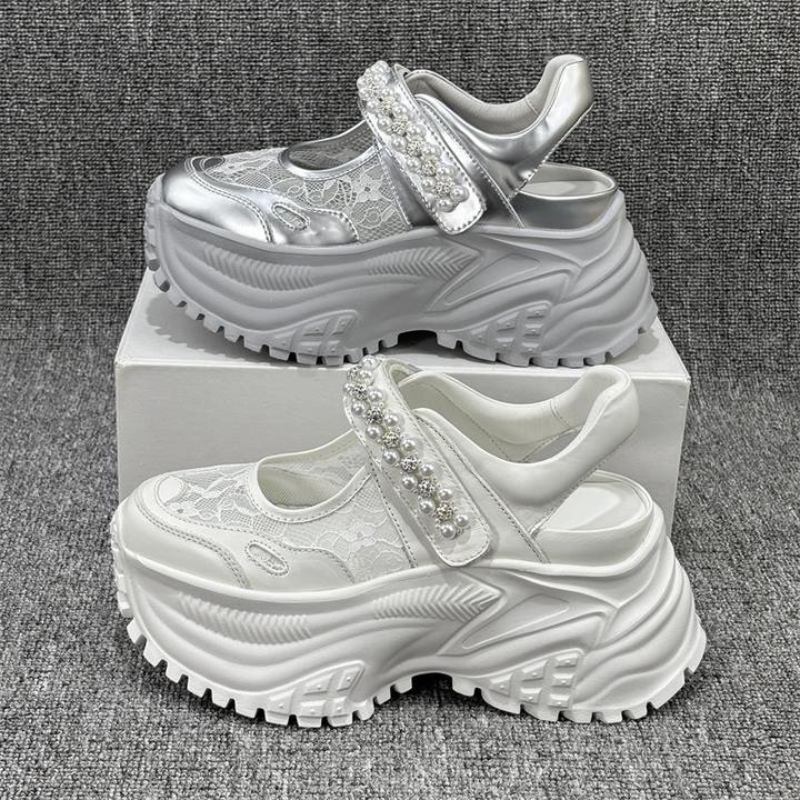 欧洲站2025新款松糕厚底凉鞋包头网面浅口魔术贴欧货老爹鞋女夏季