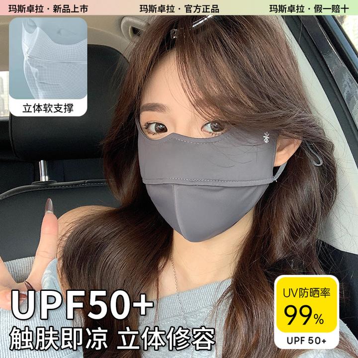 玛斯卓拉冰丝防晒口罩女防紫外线全脸3D立体软支撑遮阳透气防尘面