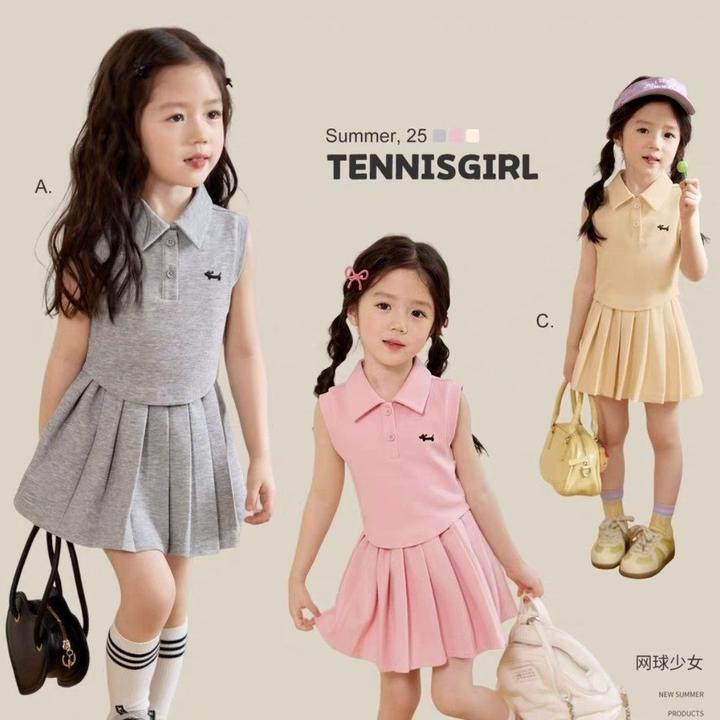 戴维贝拉【断码】2025新款洋气学院风裙子夏装多巴胺运动两件套百