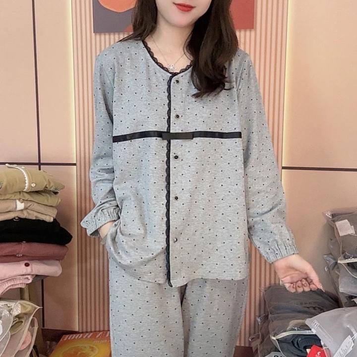 纯棉睡衣女士韩版秋冬款长袖长裤宽松舒适休闲大码家居服套装外穿