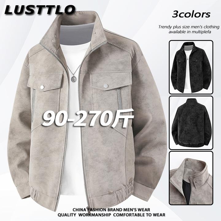 春秋季男士休闲潮流大码显瘦夹克外套2025新款百搭美式飞行服上衣