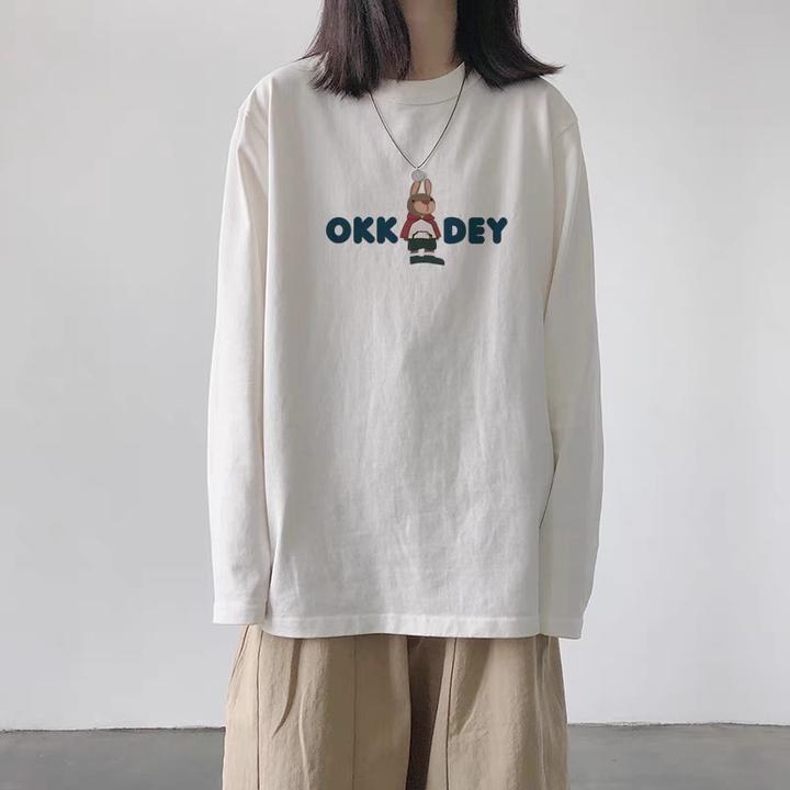 胖mm300斤秋冬白色长袖t恤女原宿可外穿打底衫卫衣叠穿内搭上衣