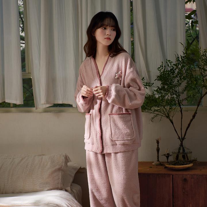 思莉太太【风吹粉浪】睡衣女冬季加厚加绒甜美女孩可外穿毛绒家居服