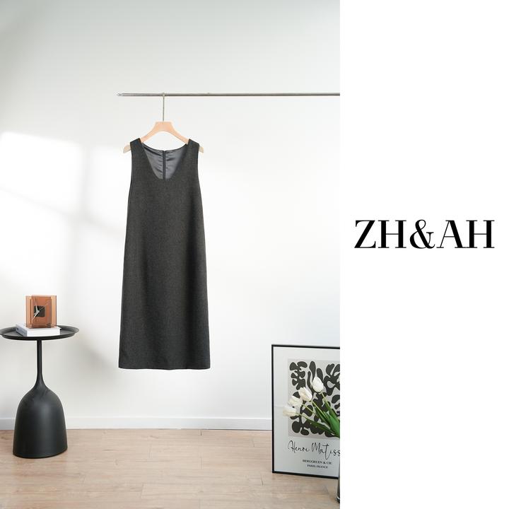 ZH&AH【心动信号】秋季新款时尚气质百搭设计感孕期显瘦通勤背心裙