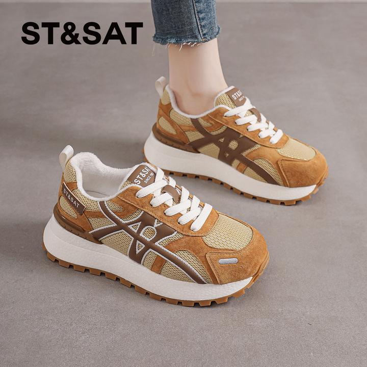 星期六软底休闲老爹鞋女士2025新款冬季棉鞋加绒轻便网红软底女鞋