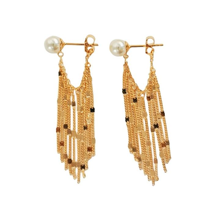 925银耳饰 珍珠气质长流苏修脸型后挂式耳环一帘幽梦流苏轻奢耳钉