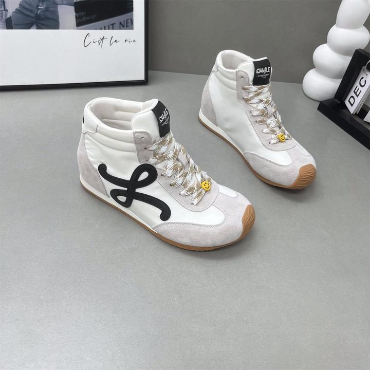 正品高帮鞋女2025年新款百搭透气圆头系带内增高舒适休闲德训鞋潮