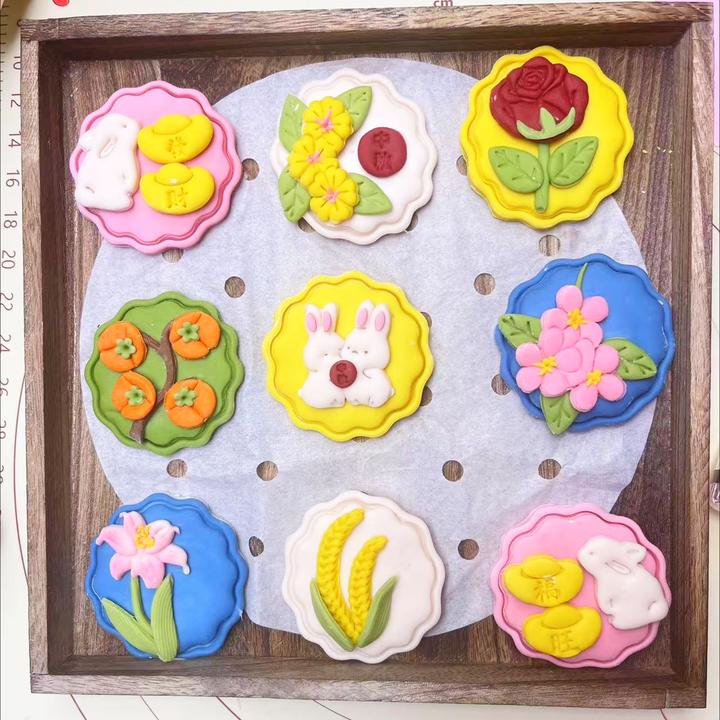中秋花勃勃九宫格模具中式蛋糕卡通包月饼模具手工DIY模具
