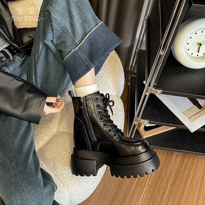 内增高10CM厚底百搭马丁靴时尚洋气英伦风短靴网红爆款瘦瘦靴靴子