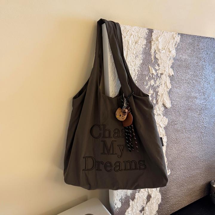 美拉德秋冬复古字母帆布包包女学院风大容量单肩托特包通勤背心包