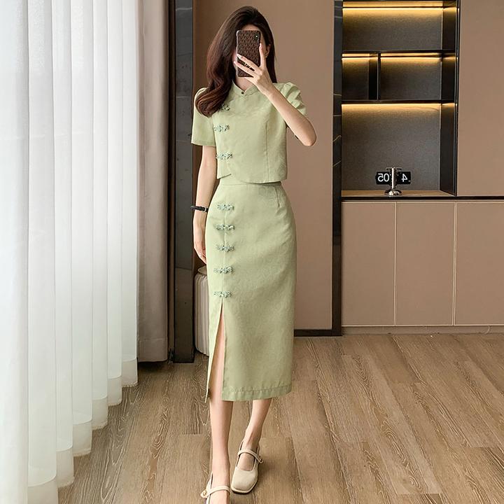 DouKox轻奢新中式改良旗袍套装女连衣裙2025夏季新款中国风包臀小