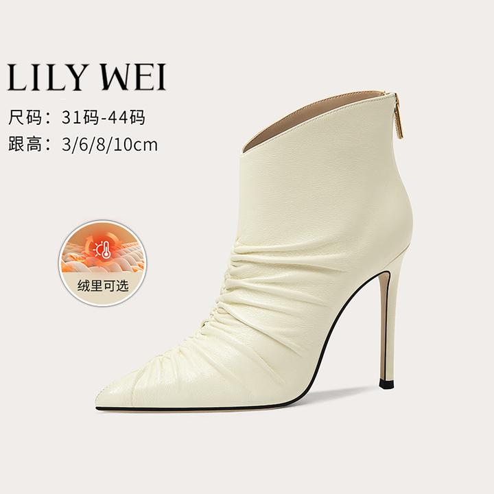 Lily Wei【白驹过隙】法式文艺气质高跟踝靴2025新款细跟短靴大码