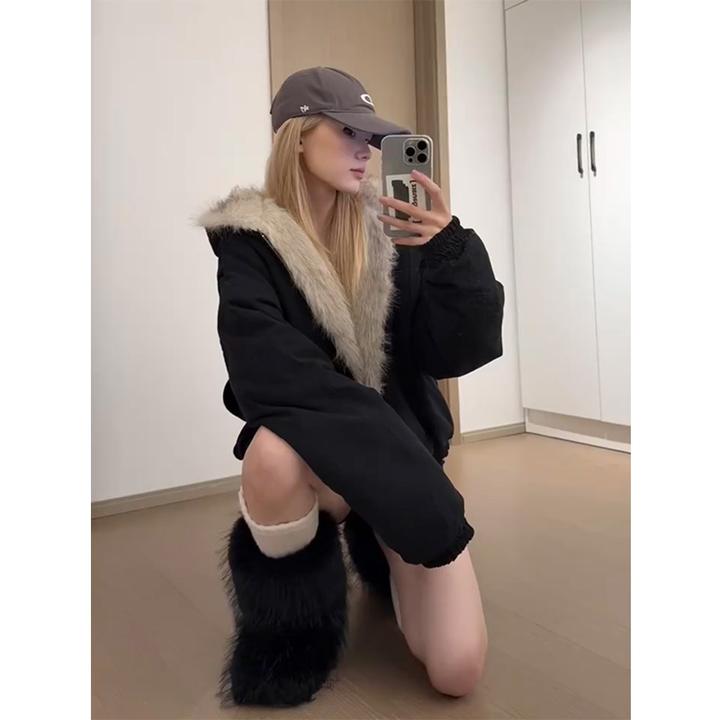 美式复古座山雕夹克外套男冬季加厚保暖毛领棉服cleanfit连帽棉衣