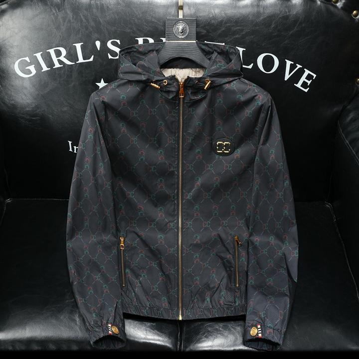 2025秋季新款潮流男士夹克时尚休闲上衣帽衫潮牌字母印花连帽外套