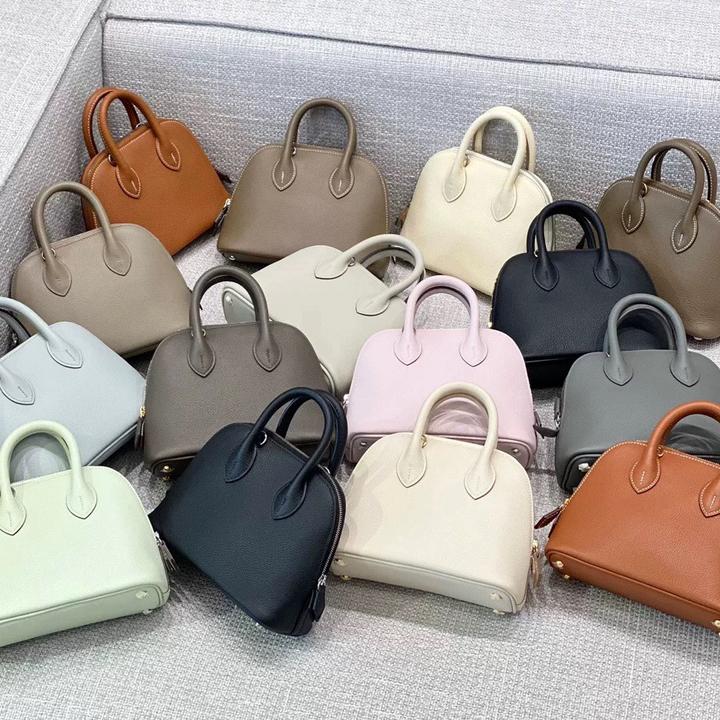 保龄球mini2025新款法洋皮半手工女包通勤斜跨单肩百搭贝壳包真皮