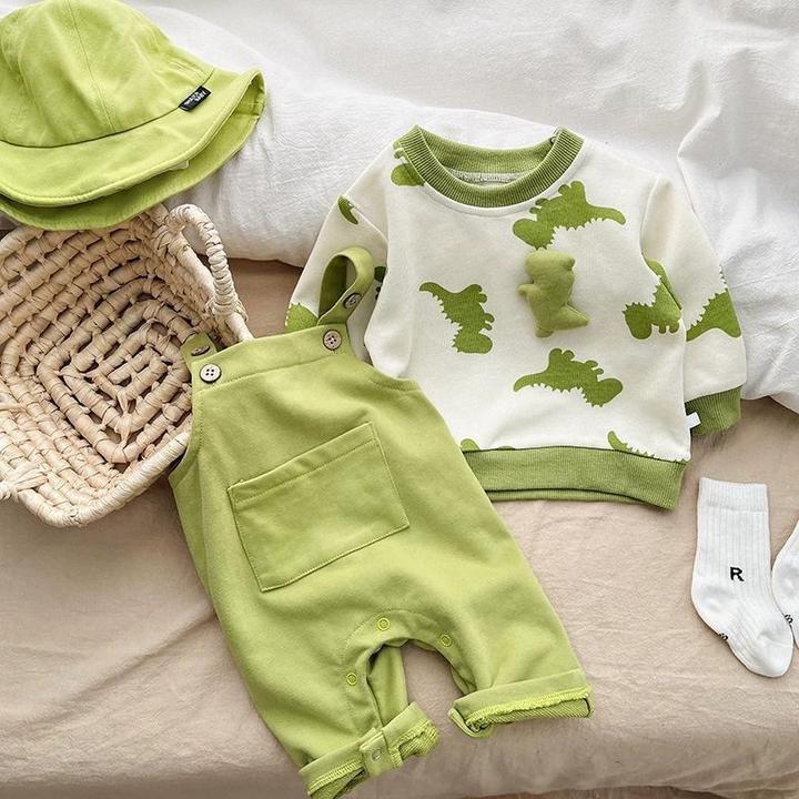 君筑婴儿背带裤两件套装春秋洋气外出儿童连裤可爱超萌衣服宝宝春