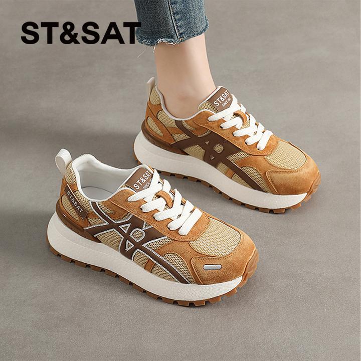 星期六网面老爹鞋女士2025秋季新款厚底运动鞋休闲透气复古阿甘鞋