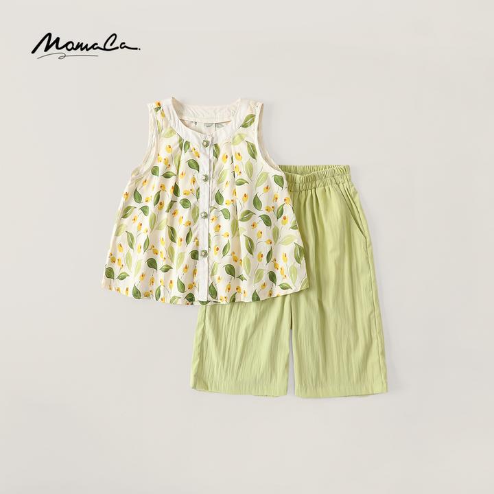 MOMOCO女童2025新款森系夏季薄款时尚印花甜美套装77630578236