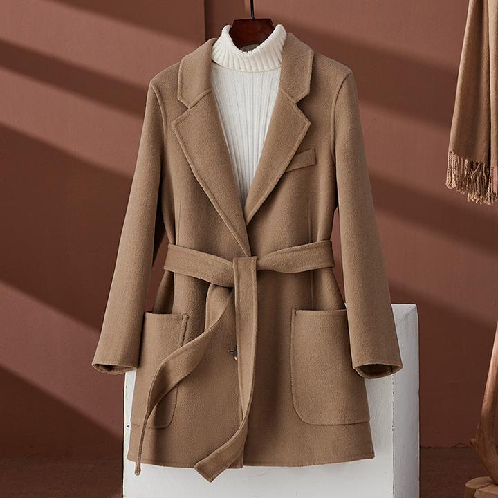 双面羊绒大衣女2025秋新款羊毛大衣轻奢风高端毛呢外套短款2307