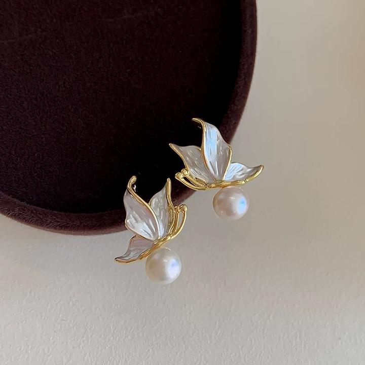 铜合金耳饰 轻奢高级感独特小众珍珠耳环女2025新款爆款耳钉耳饰