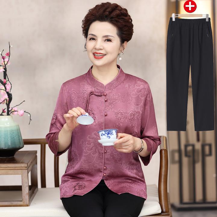 奶奶夏装衬衫中老年人女装婆婆上衣服太太新中式国风婆婆母亲节