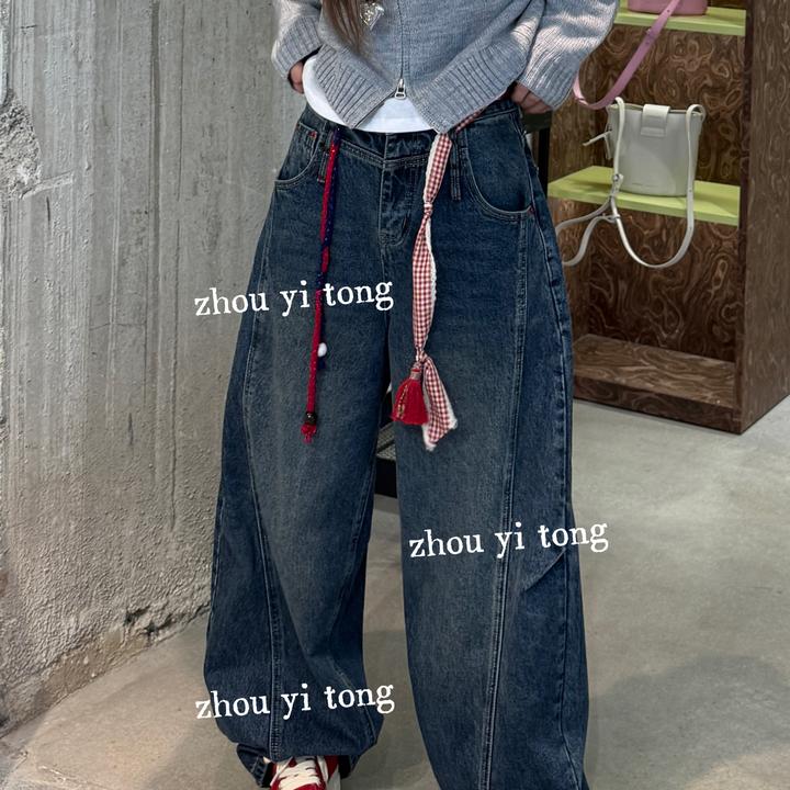 【腿精弯刀裤】小众设计复古做旧水洗腿精弯刀裤 ZYT6151