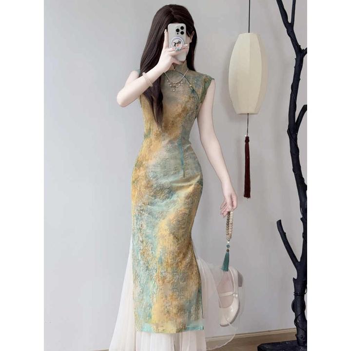 旗袍女夏季2025新款新中式气质复古国风改良年轻款少女显瘦连衣裙