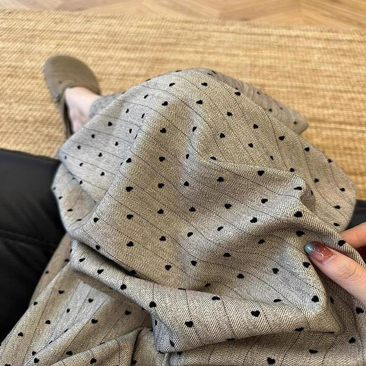 卡其色波点裤子女春季2025新款慵懒松弛感条纹西装裤拖地阔腿长裤