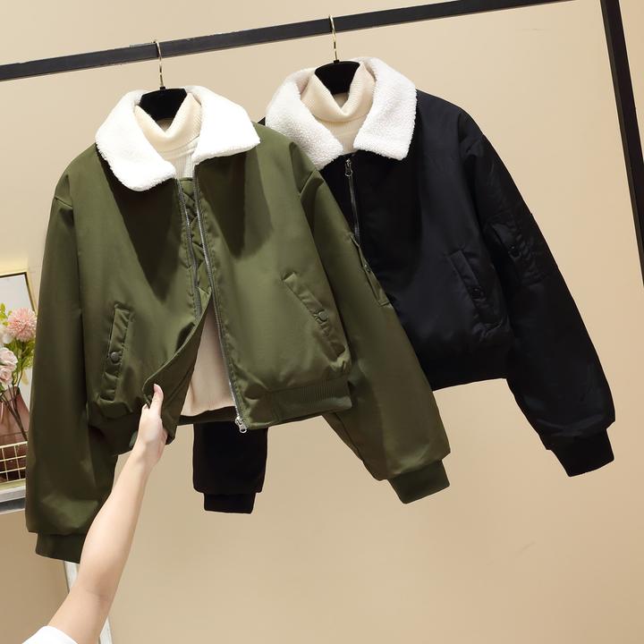 棉服女冬季2025新款超好看短外套保暖毛领棉袄飞行夹克夹棉衣