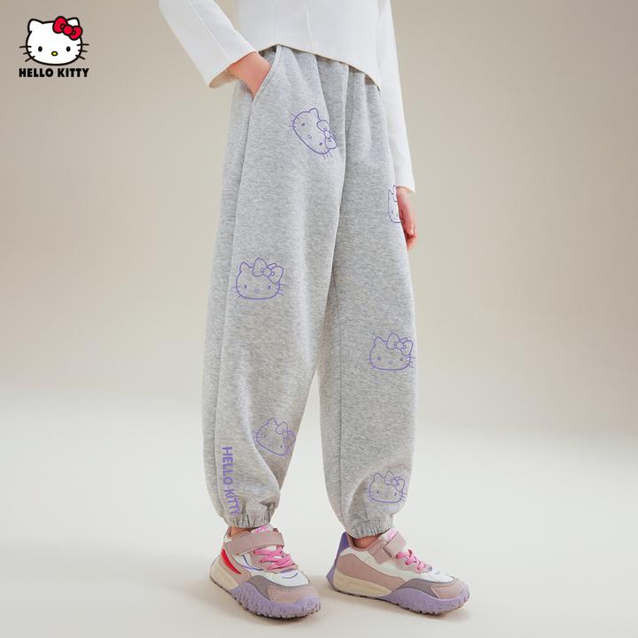 宽松HELLO KITTY女童春秋季卡通印花设计卫裤2025款时尚洋气潮童