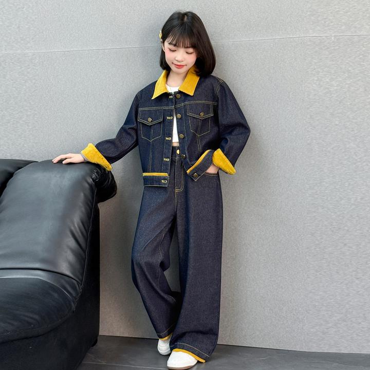 简约潮牌店铺儿童服装2025年新款衣服女童装秋装套装6-12岁高级感