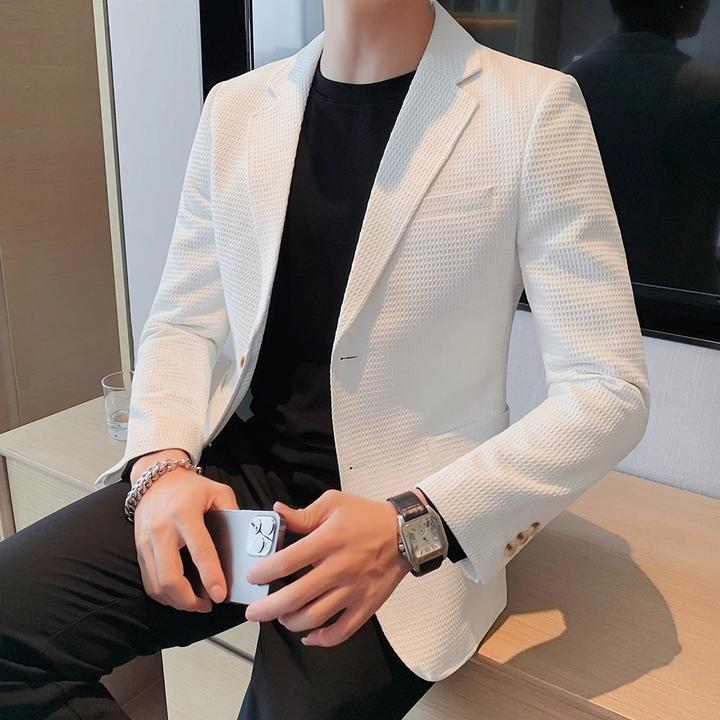 罗尔基那斯休闲西装外套春夏轻薄修身时尚高级商务男士后开叉西服