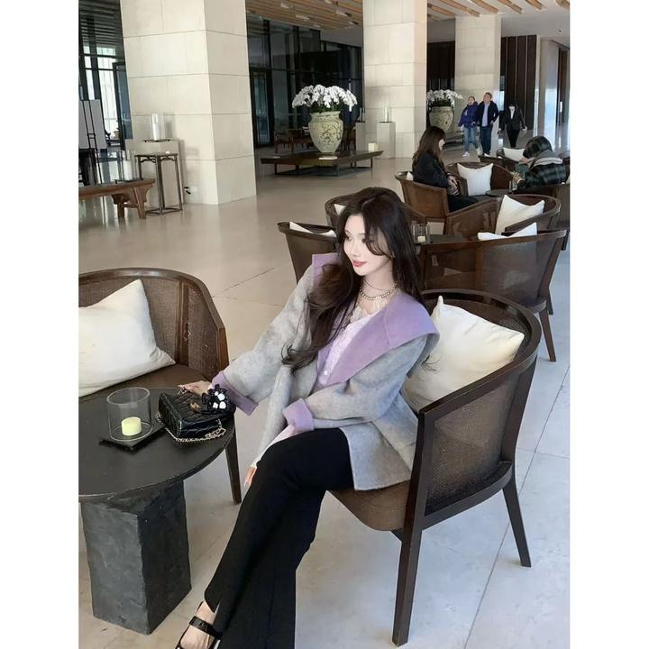 2025新款双面海军气质披肩秋冬新款高级高端毛呢宽松小香风9617