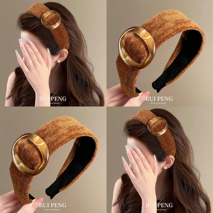 咖色宽边发箍女日常外戴高级感轻奢时尚复古高颅顶美拉德气质头箍