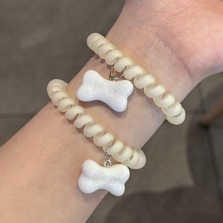 可爱卡通骨头磨砂电话线少女高弹力发圈甜美马尾扎头百搭发绳皮筋