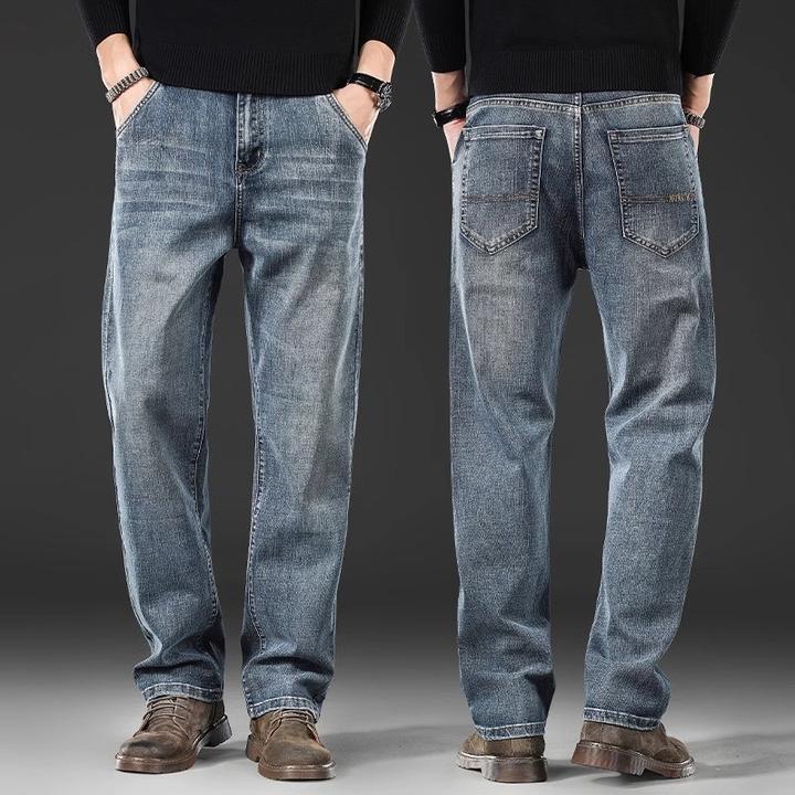 香港高端宽松直筒牛仔裤男士2025秋冬新款弹力百搭商务休闲长裤子