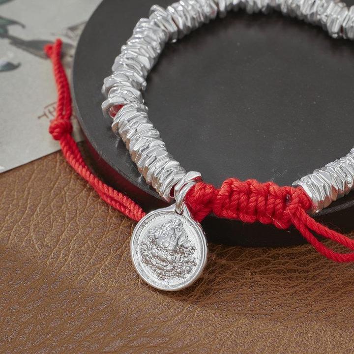 国风黄财神盘缠手链男女手工编织本命年红绳手串送朋友女友礼物