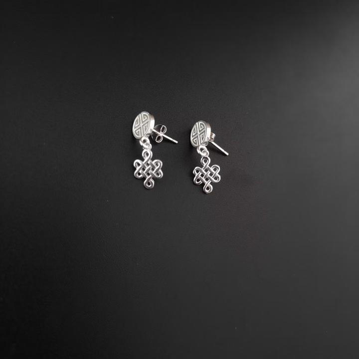 足银耳饰 蒙古元素纯银耳环气质百搭小众精致简约个性民族风