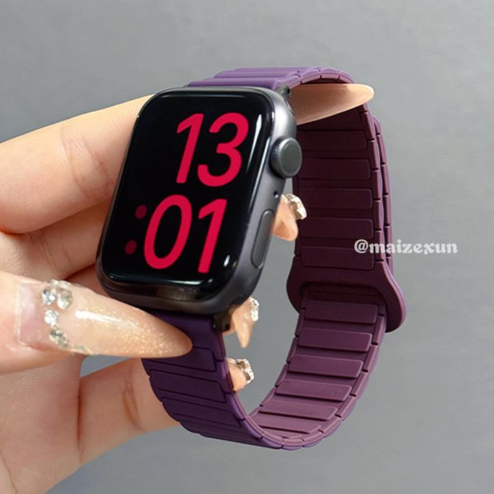 迈泽迅适用小米手环9/8pro紫色磁吸硅胶Redmi5/4高级感男女生表链