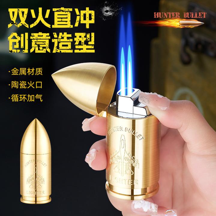 创意小胖子双直冲子弹雪茄打火机金属防风高颜值点烟器丁烷气充气