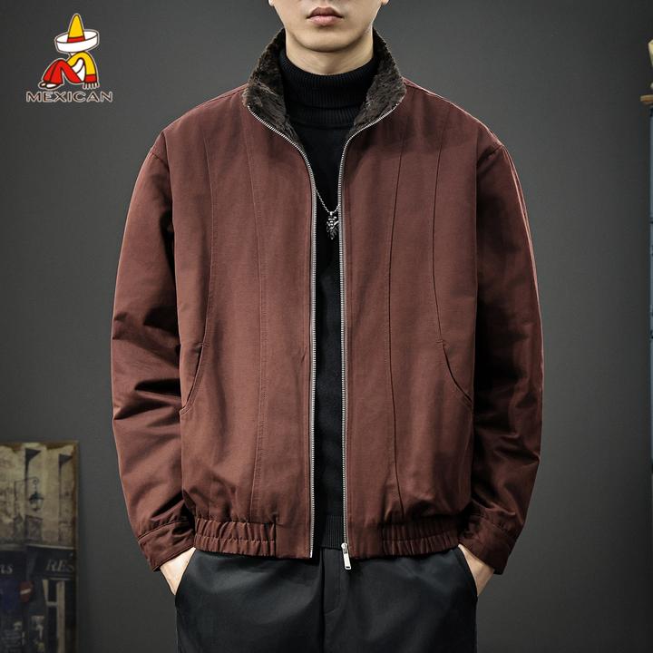 Mexican/稻草人冬季仿兔毛工装夹克男款高级感潮牌休闲保暖外套潮